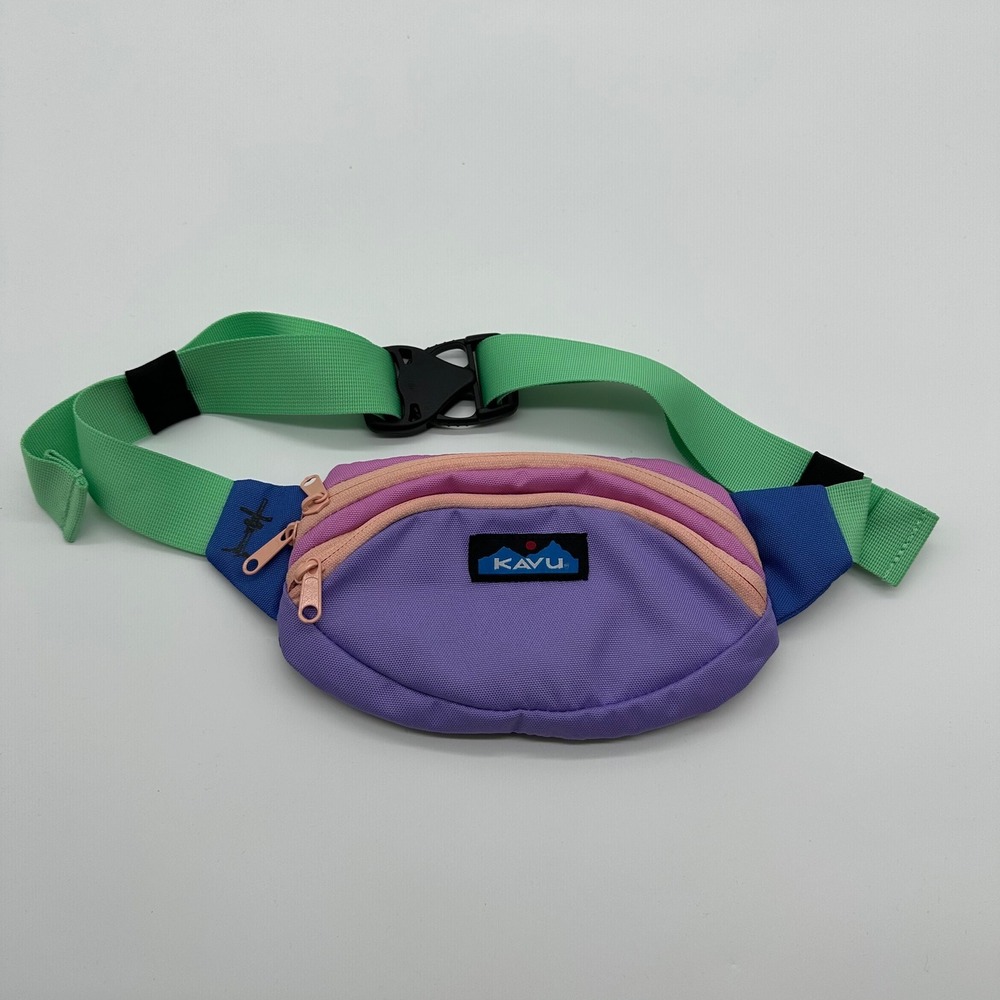 KAVU Spectator Waist Pack Purple Pink Green Waist Bag Fanny Pack